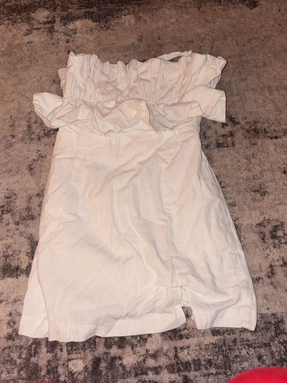 Women’s White Strapless Ruffled Bodysuit